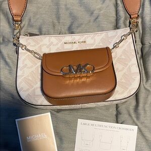 Michael Kors Tan and Cream Crossbody Bag